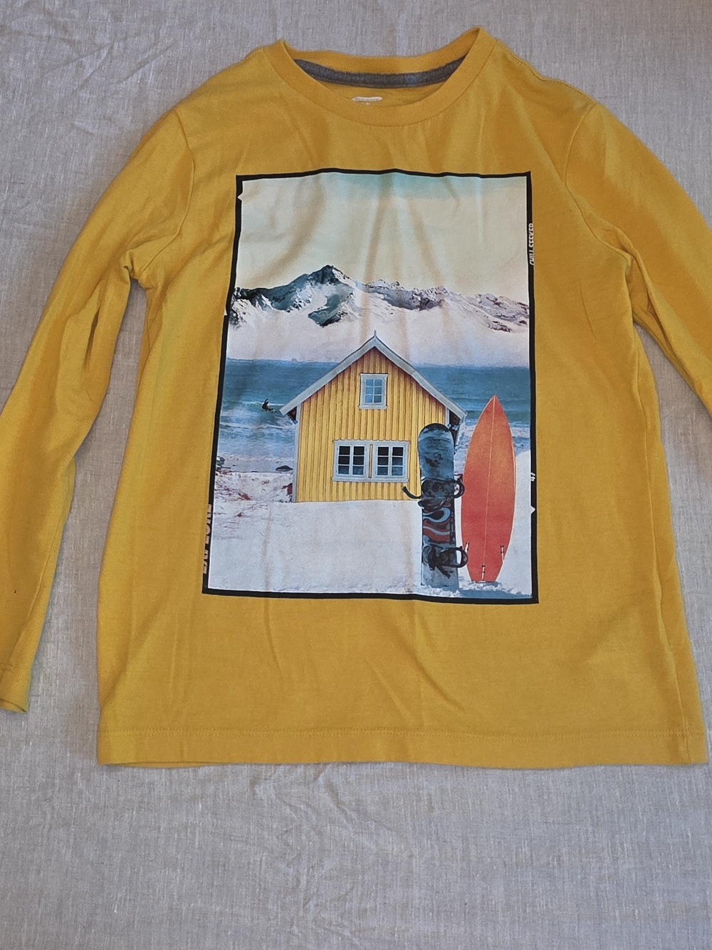 Old Navy Yellow Long Sleeve Tee with Surf Graphic